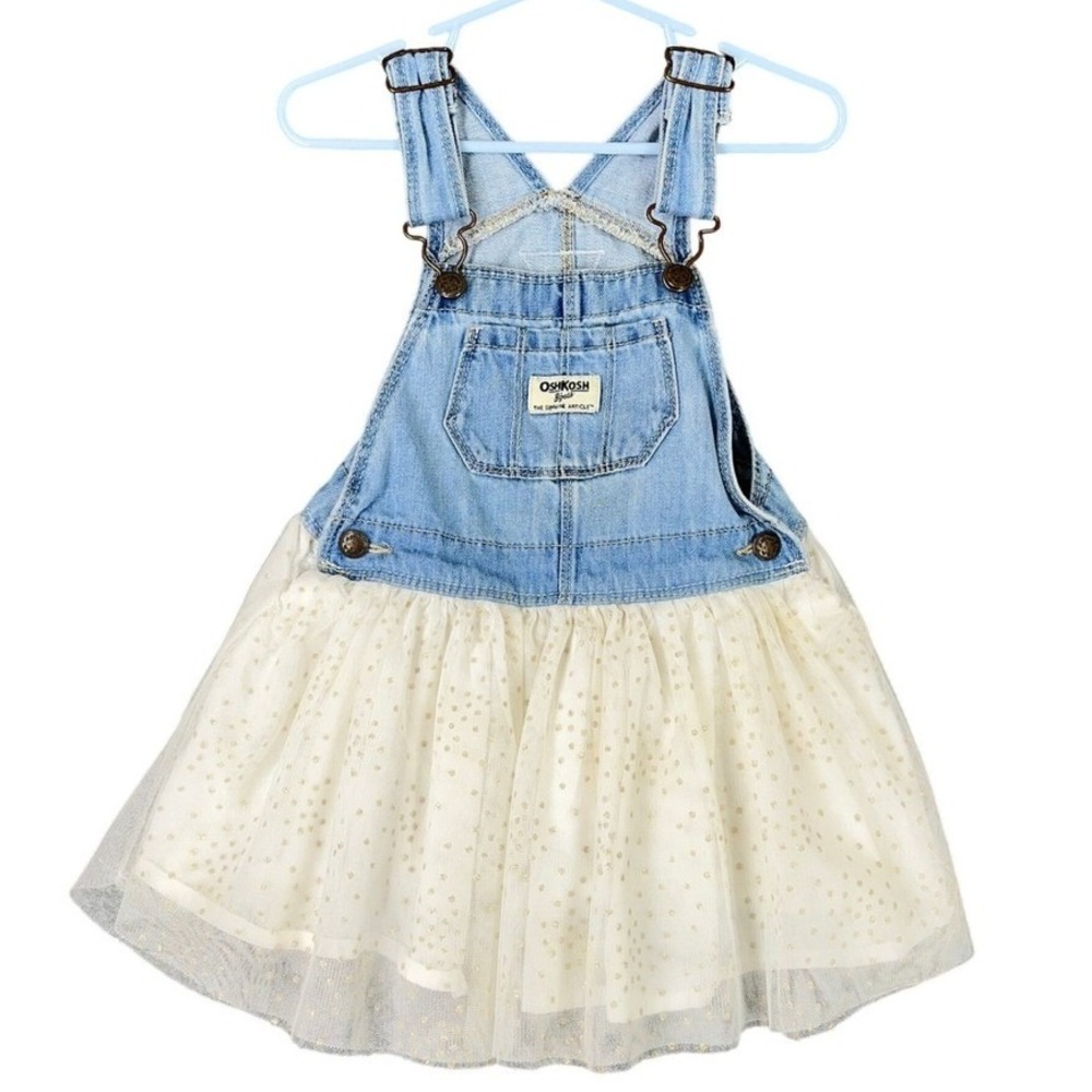 Oshkosh Bgosh Denim Overall Tulle Dress‎ 18 24M Sparkle Cottagecore Fairycore